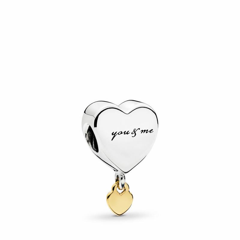 Pandora Australia Two Hearts Dangle Charm - Two Tone | HFMDBE357